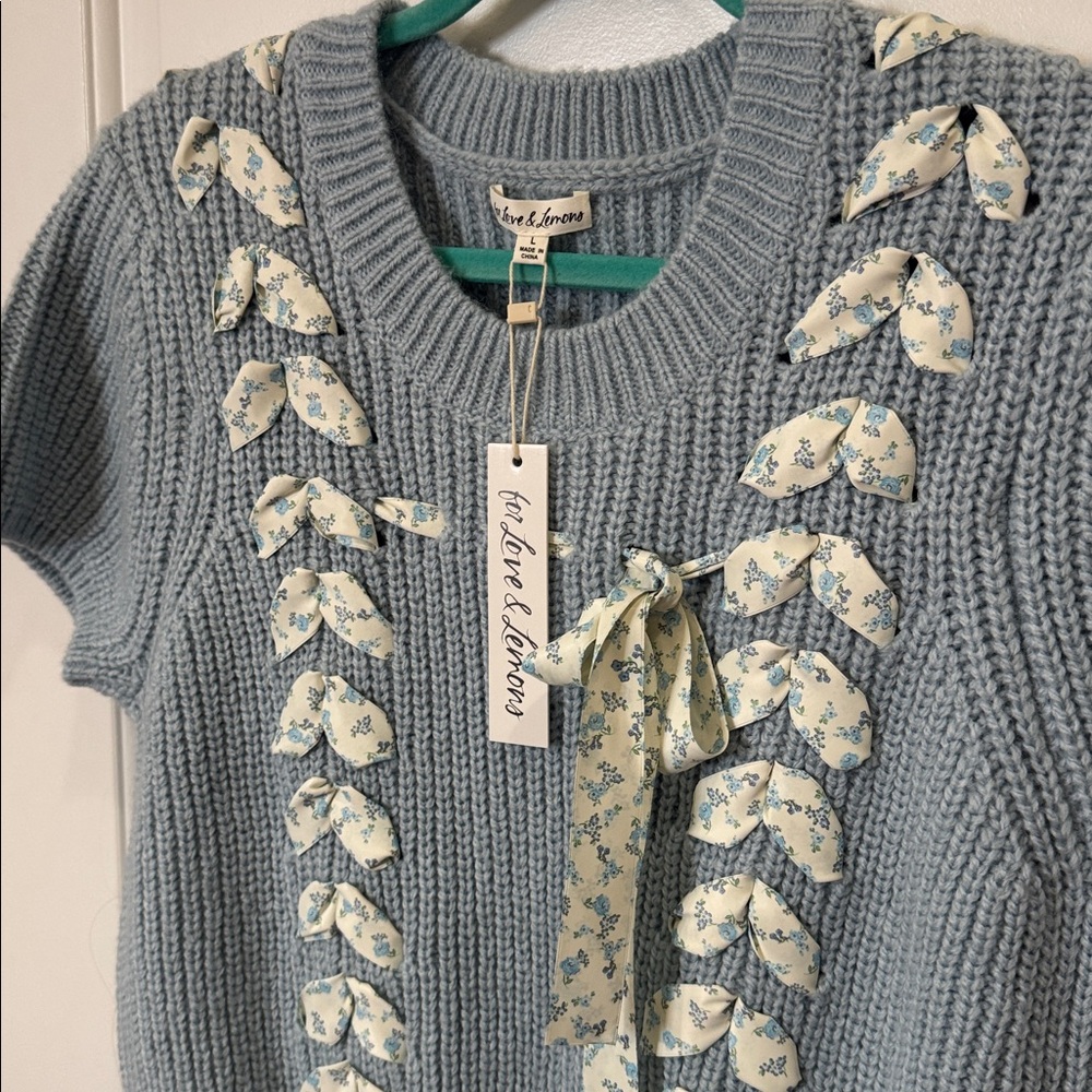 *NEW* FOR LOVE AND LEMONS BOW SWEATER LARGE - Picture 6 of 10